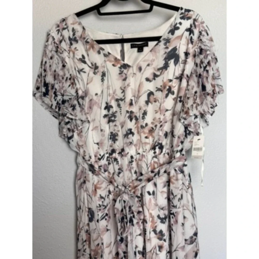 Lane Bryant Dress Women's 16 Beige Floral Prairie Romantic Garden Party Bohemian - Picture 4 of 16